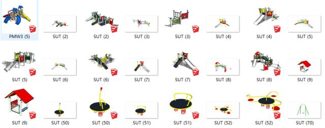 SU景观素材-300多个健身器械、儿童设施、小型游乐场设施