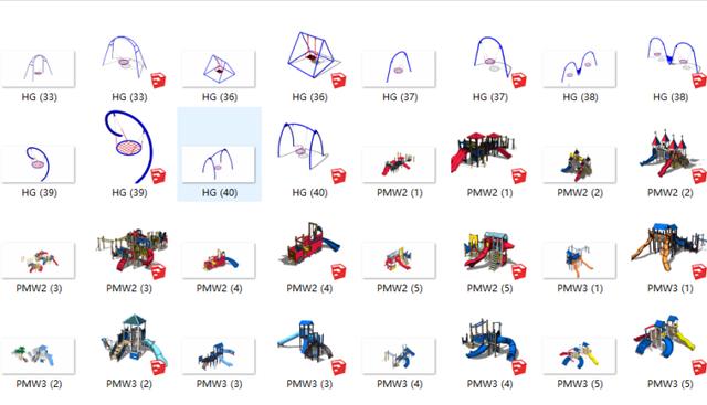 SU景观素材-300多个健身器械、儿童设施、小型游乐场设施