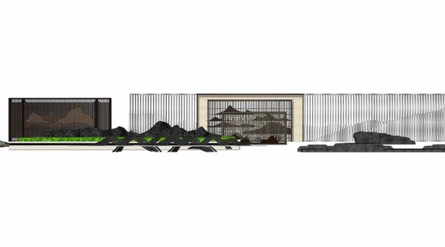 66张新中式山水墙意向图,附赠48个山水景观墙源文件,直接拿来用