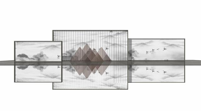 66张新中式山水墙意向图，附赠48个山水景观墙源文件，直接拿来用