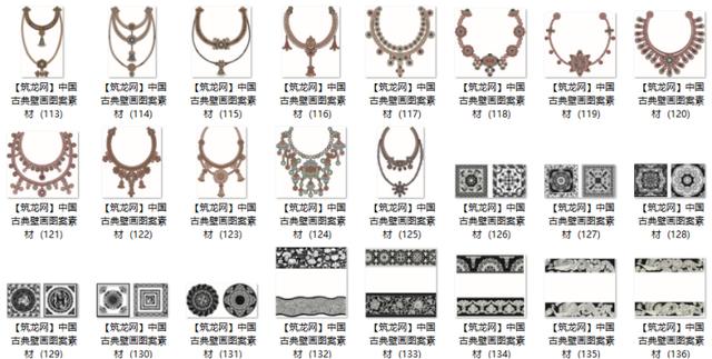 中国风古典传统壁画图案素材(JPG,AI,CDR格式)