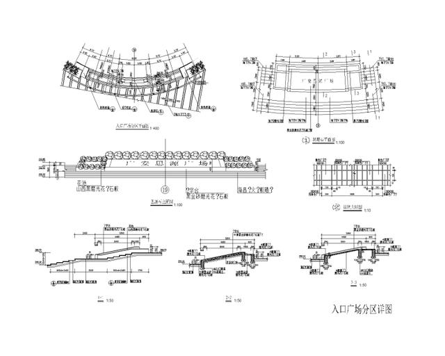 46套景观大门入口CAD施工图（公园大门，居住区大门，T形舞台）