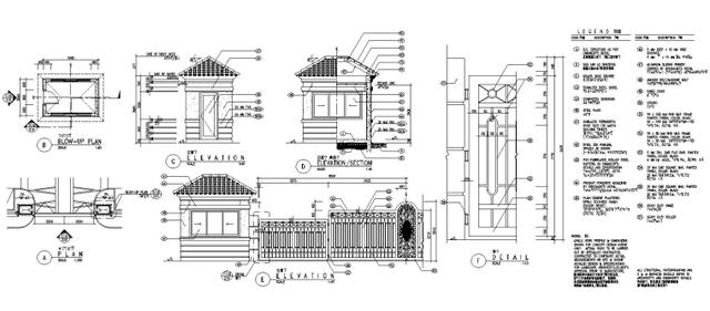 46套景观大门入口CAD施工图（公园大门，居住区大门，T形舞台）