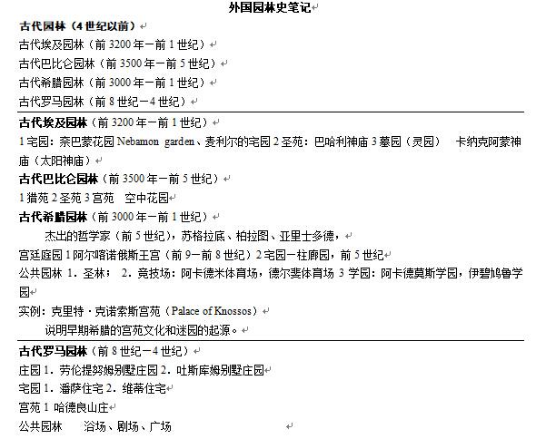 园林基础知识复习资料合集（园林史，世界园林、植物设计等资源）