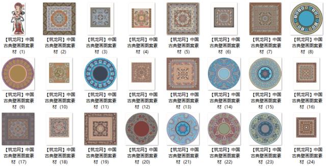 中国风古典传统壁画图案素材(JPG,AI,CDR格式)