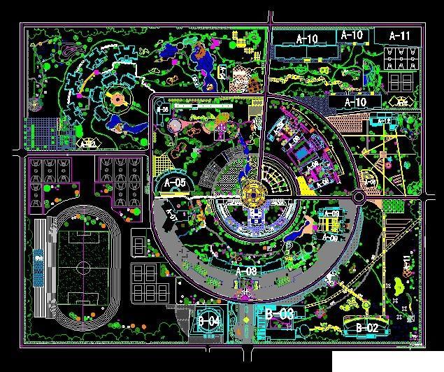 校园规划总平面图44套，建筑景观园林设计CAD方案图纸分享
