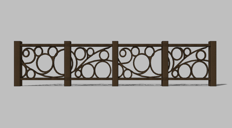 102组铁艺铁花栏杆SU模型景观素材_6