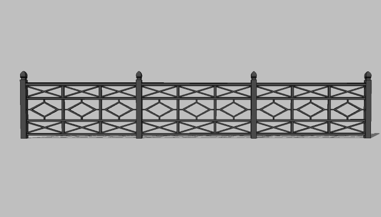 102组铁艺铁花栏杆SU模型景观素材_7