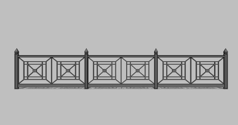102组铁艺铁花栏杆SU模型景观素材_9