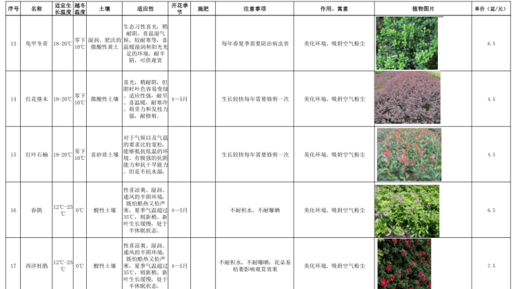 华中地区立体绿化垂直绿化植物苗木表_2