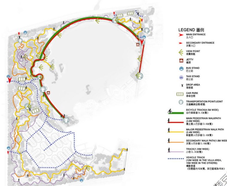 [浙江]金华生态滨湖公园景观设计方案-交通分析图