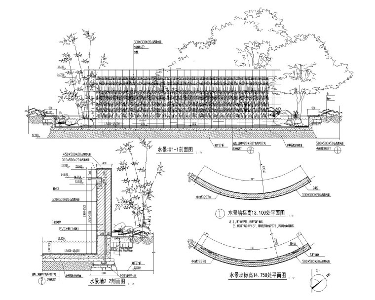 园林景墙施工CAD详图20例-2