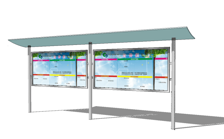 25组现代新中式公交站宣传栏告示栏指示牌SU_3