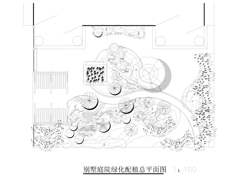 [陕西]某庭院景观施工图全套图纸-绿化总平图