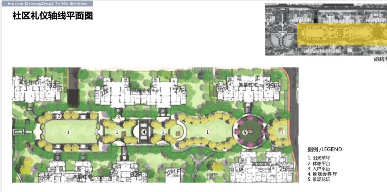 [江苏]大都会高品质住宅景观深化方案-社区礼仪轴线平面图