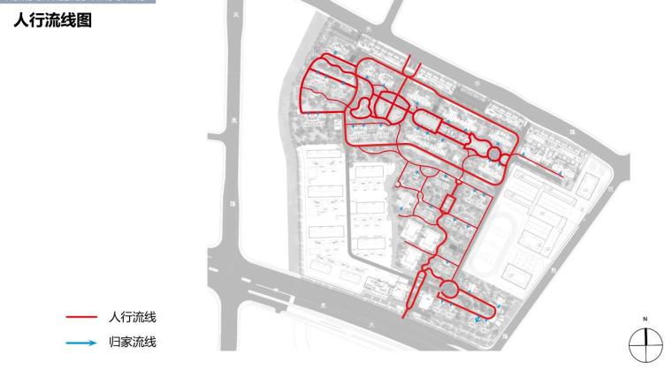 [江苏]大都会高品质住宅景观深化方案-人行流线图