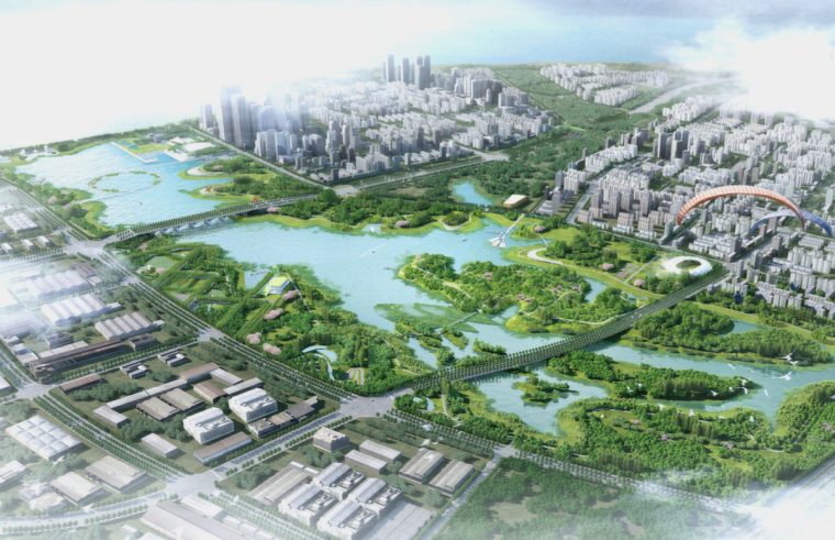 [江西]南昌城市生态湖泊公园景观设计方案-滨湖城市公园鸟瞰图3