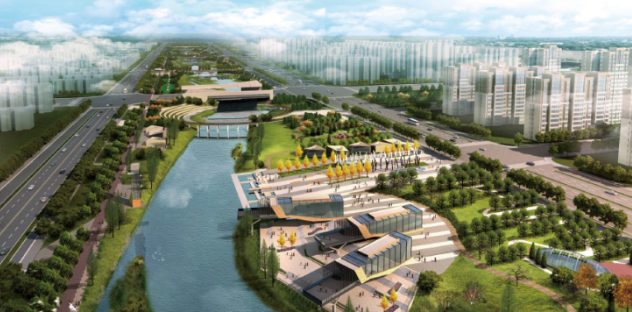 一键下载_10套五年内精品街道景观方案合集-[郑州]错落生态河道水系景观设计方案