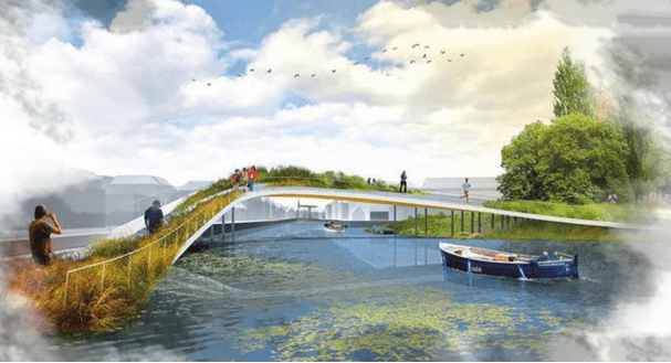 [云南]昆明滨河带状公园景观设计方案-景观桥效果图