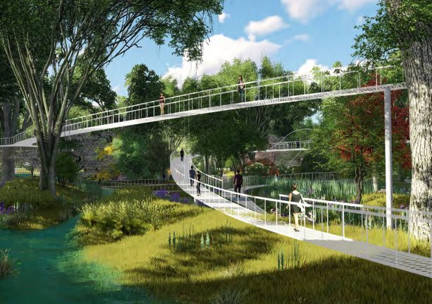 [云南]昆明滨河带状公园景观设计方案-林间树桥效果图