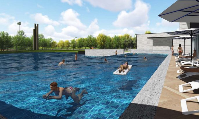 [上海]某大型体育主题公园景观设计方案-体育会所泳池效果图