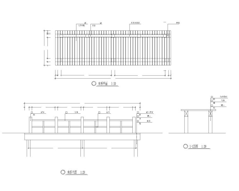 国家湿地公园景观施工图全套-木桥详图