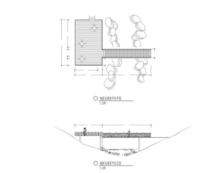 国家湿地公园景观施工图全套-栈桥及观景平台平面