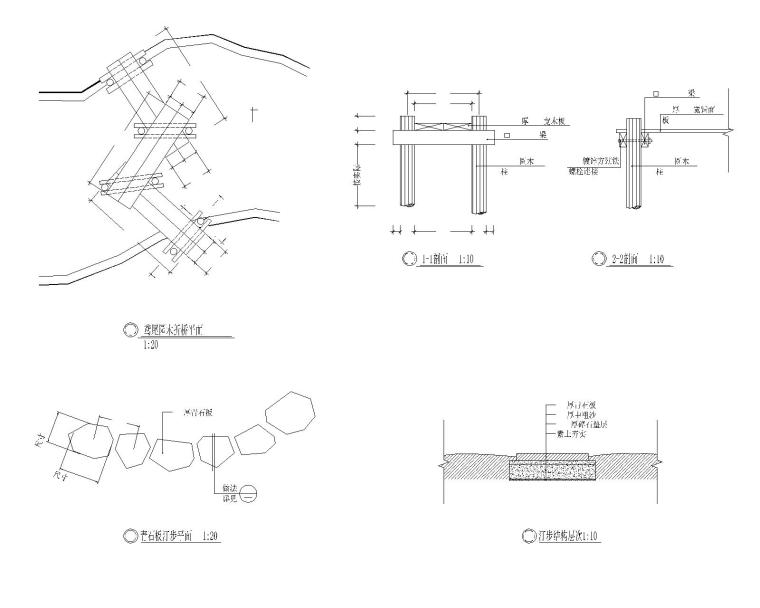 国家湿地公园景观施工图全套-汀步详图