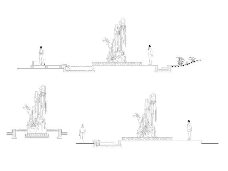 常用假山置石景观小品CAD施工图合集-假山置石7