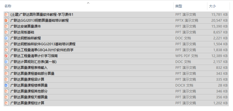 16套广联达教程资料专题合集！一键下载！-目录