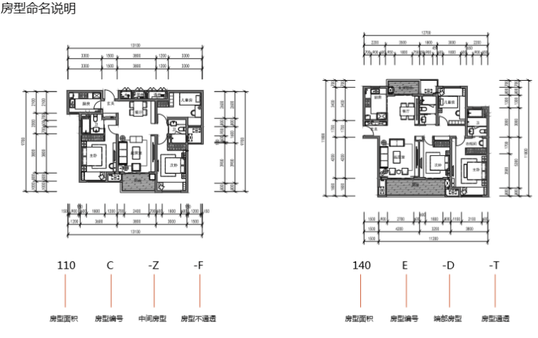 知名地产住宅标准化产品手册（118页）-房型命名说明