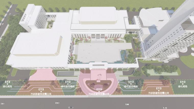 [山东]潍坊绿地商业广场景观设计方案-南入口鸟瞰图