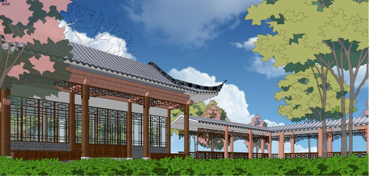 中式公园景观全套精细SU模型(中式景观入口,中式廊亭)-Y 17 中式公园景观全套精细SU模型(中式景观入口,中式廊亭)-Y 17