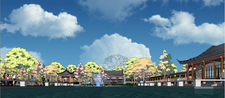 中式公园景观全套精细SU模型(中式景观入口,中式廊亭)-Y 12 中式公园景观全套精细SU模型(中式景观入口,中式廊亭)-Y 12