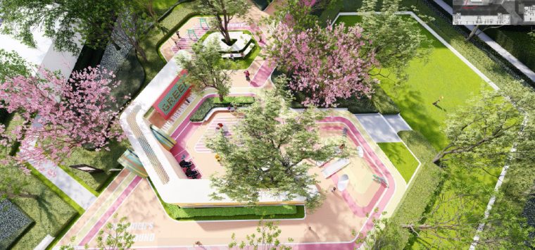 [浙江]桐乡现代简洁居住区景观设计方案-儿童 老年活动中心效果图