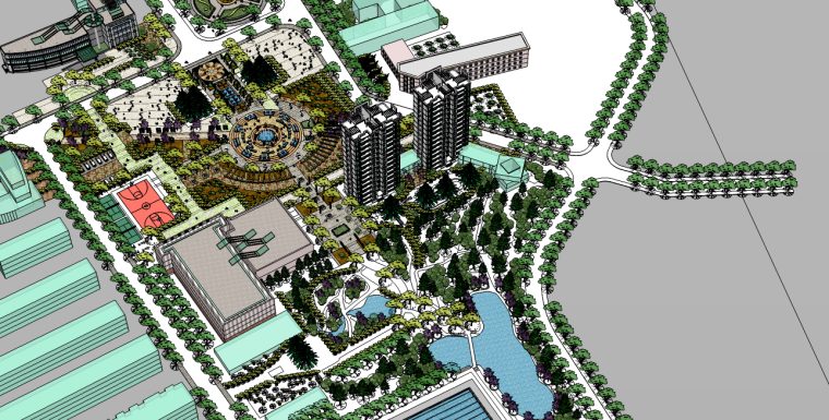 公园广场景观su模型(含,景观标示,景观灯,广场喷泉水景,镂空屏风)-2 公园广场景观su模型(含,景观标示,景观灯,广场喷泉水景,镂空屏风)-2