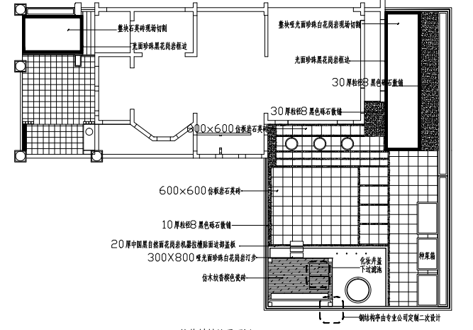 深圳现代别墅景观施工图-铺装材料总平面图