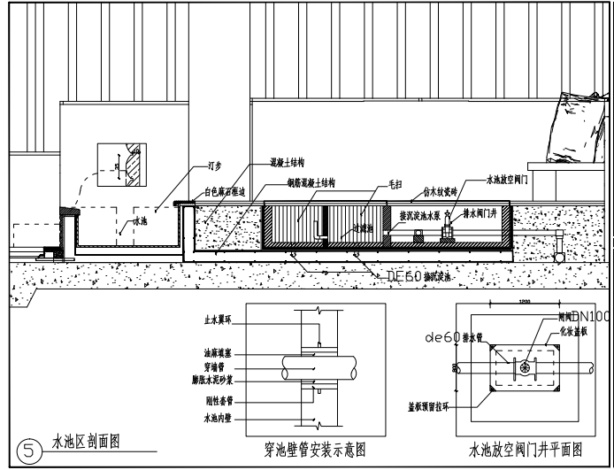 深圳现代别墅景观施工图-水池详图