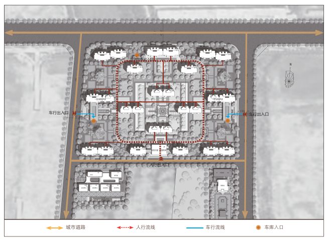 [北京]新古典全龄化居住区景观方案-流线分析