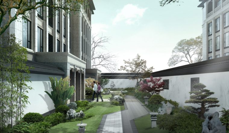 [江苏]徐州紫薇公馆中式居住区景观方案-巷道空间效果图