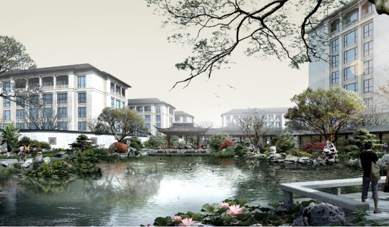[江苏]徐州紫薇公馆中式居住区景观方案-中央庭院效果图