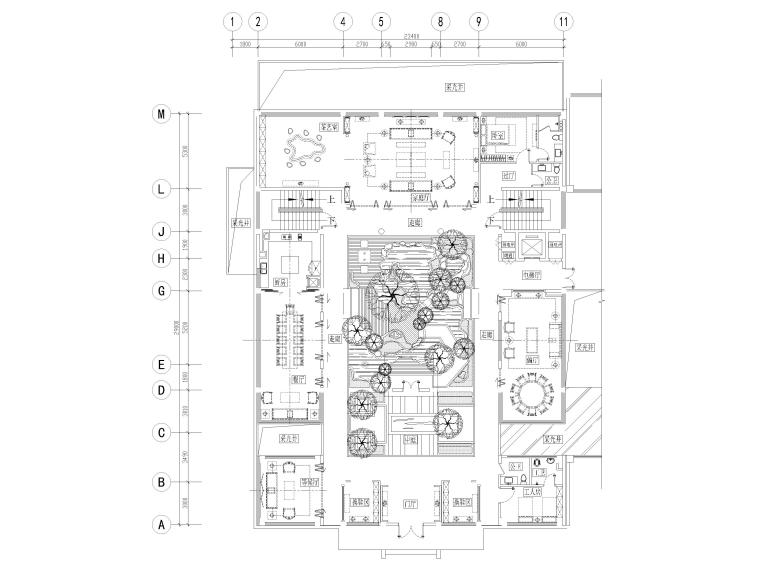 [成都]中德麓府别墅四合院CAD平面图 3D模型-合院D户型一层平面布置图