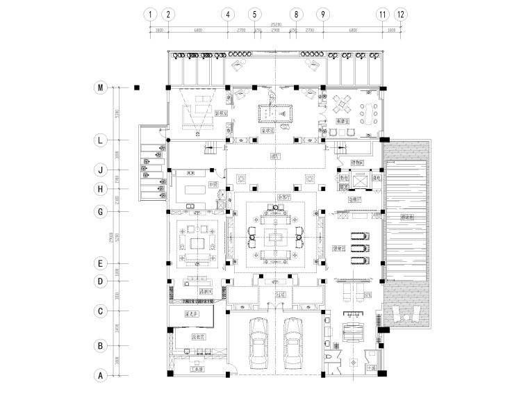 [成都]中德麓府别墅四合院CAD平面图 3D模型-合院D户型负一层平面布置图