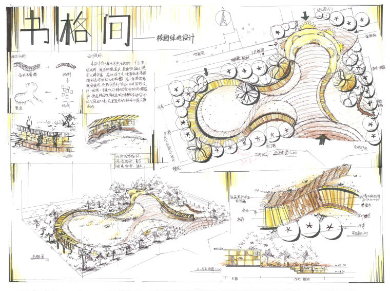 景观考研手绘作品27例 疗养景观、校园景观-001-160812-0007