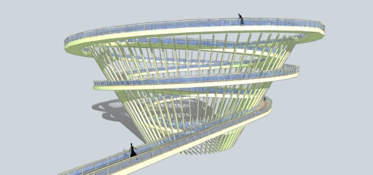 什么！SU一键就能生成双螺旋观景台_3