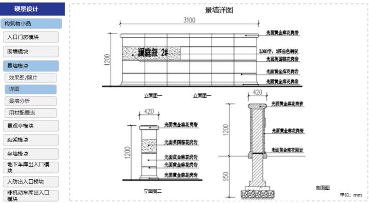 房地产公司住宅产品标准手册（景观篇）-景墙详图