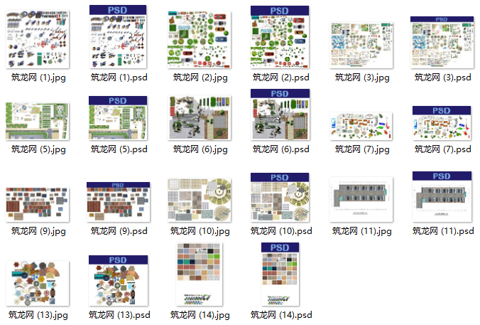 园林彩平-园林配景铺装小品PSD素材-园林彩平-园林配景辅装小品PSD素材预览