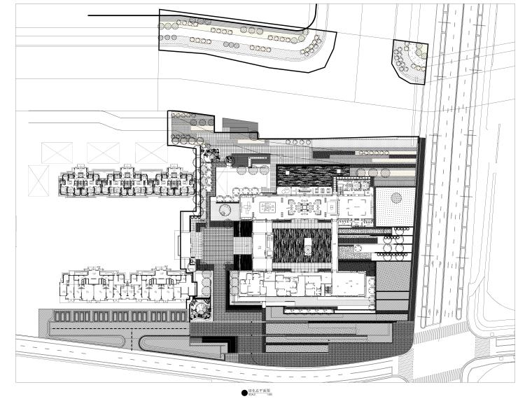 [上海]知名现代高层小区绿化施工图 su-绿化总平图