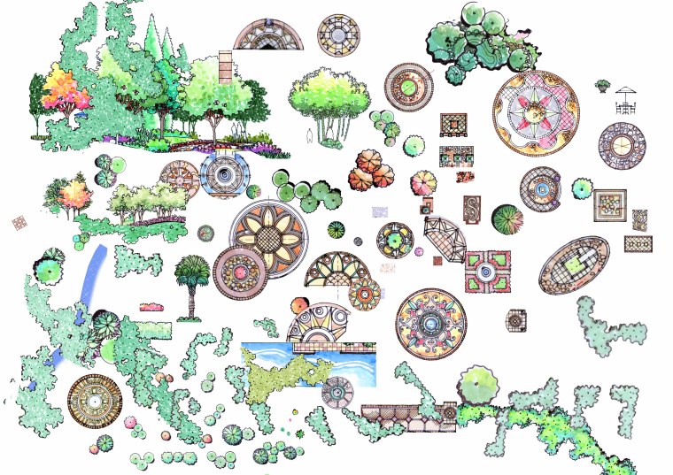 园林景观手绘植物PS平面素材（PSD格式）