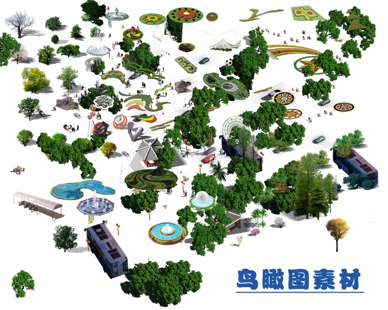 景观鸟瞰图PS素材分享_植物、树、水体等 景观鸟瞰图PS素材分享_植物、树、水体等